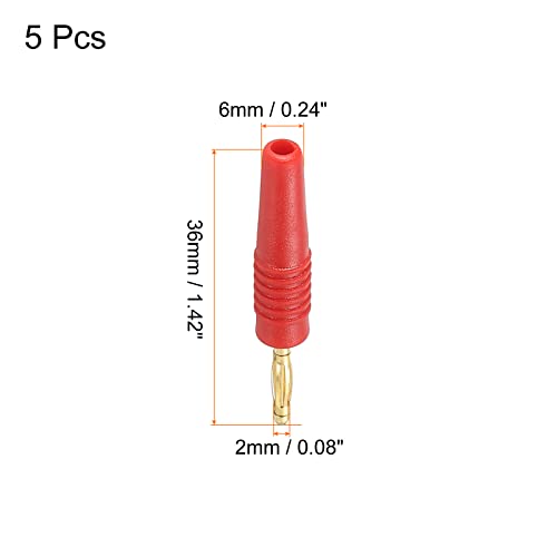 PATIKIL 5 Pack Banana Plugs Connector Solder Type Speaker Banana Plugs 2mm Gold-Plated Copper Red for Speaker Wires Sound Systems - Image 2