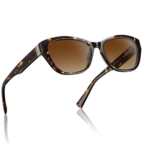 AVAWAY Polarized Cat Eye Sunglasses for Women - Retro Vintage Acetate Frame Designer Shades UV400 Protection