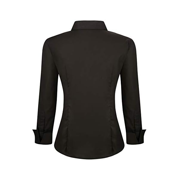 Esabel.C Womens Button Down Shirts Long Sleeve Regular Fit Stretch Work Blouse Black M