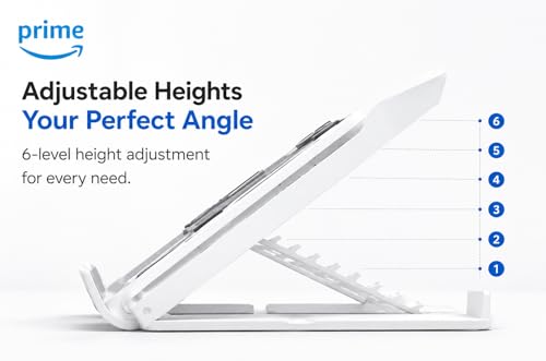 Image of 2-in-1 Laptop Stand and Mobile Stand, Ergonomic, 5 Steps Adjustable Height, Anti-Slip Base, Heat Dissipation, Portable, Lightweight, Compatible with All Laptops
