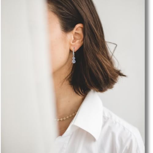 Moissanite Dangle Drop Earring for Women, 3 Carat Total, Hypoallergenic 925 Sterling Silver Jewelry4