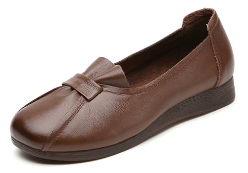 PU Leather Flats Women Casual Cute Round Toe Flat Shoes Ballet Flats Shoes Dressy Outdoor Comfortable Work Shoe 2025