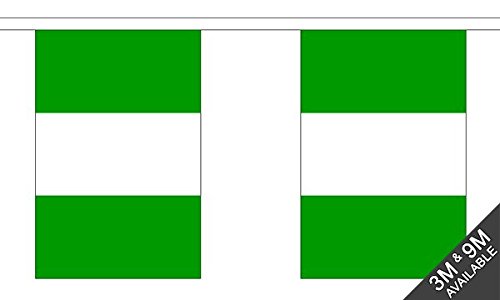 Flagtex Nigeria Fabric Bunting – 9m with 30 Flags – Indoor & Outdoor Decoration – String Flags Banners Nigerian West Africa — image 1