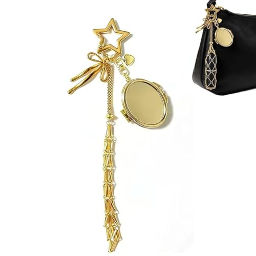 Image of BendJoy Lipstick Holder Keychain with Mirror | 2-in-1 Portable Lipstick & Mirror, Compact Design, Stylish Bag Charm Accessory Cute & Functional | Touch-Up Mirror | Lip Balm Holder | Durable Metal