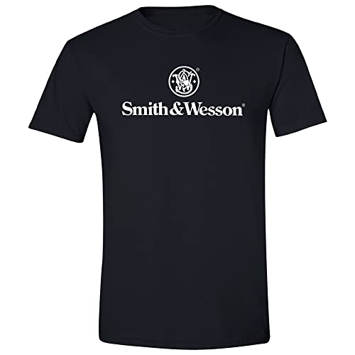 Smith & Wesson Officially Licensed Men's Short Sleeve Crew Neck T-Shirt, S&W Classic Stacked Logo Graphic Tee