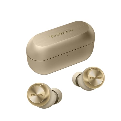 Technics EAH-AZ100E-N Kabellose Ohrhörer mit Geräuschunterdrückung, Multipoint-Bluetooth, Voice Focus AI, komfortable In-Ear-Kopfhörer, Gold (Renewed)