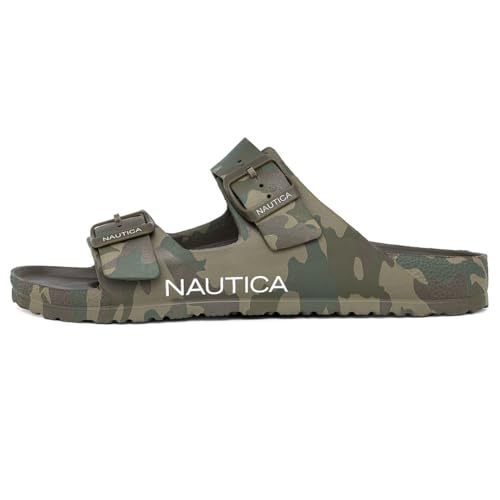 Image of Nautica Men's Two-Strap EVA Slide Sandals, Adjustable Buckle Comfort Footbed, Lightweight Waterproof Slip-On Beach and Casual Pool Sandals