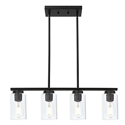 TODOLUZ 4 Light Black Kitchen Island Lighting Modern Ceiling Pendants Light Fixture for Kitchen Island Dining Room