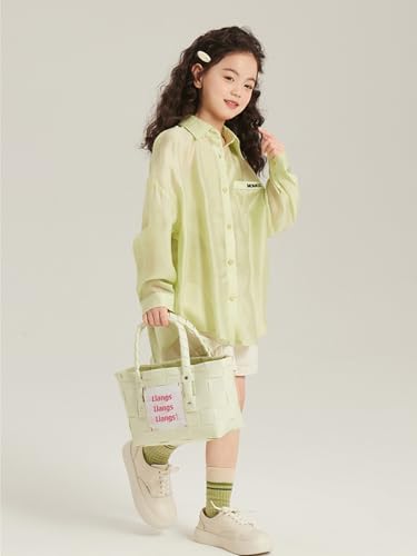 Image of 2026 Premium Girls Button Down Shirt, Long Sleeve Collared Blouse with Chest Pocket