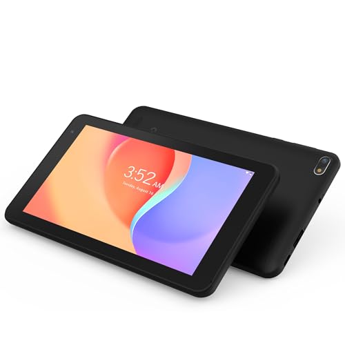 7 Inch Tablet, Android Reading Tablet with 32GB Storage (Expandable to 512GB), Quad-Core Processor, 7' HD IPS Display (1024x600), Dual Cameras, Wi-Fi, Bluetooth, Lightweight Portable Design, Black