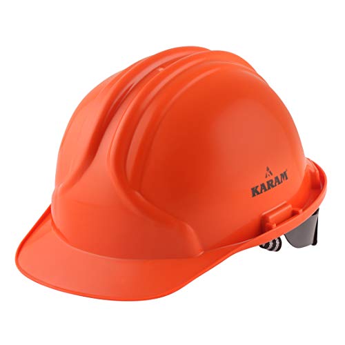 Image of KARAM PN581 Safety Industrial Helmet for Men | Light Weight with Ratchet Type Adjustment | Comfortable Fit & Durable Hard Hat | EN Certified | Orange
