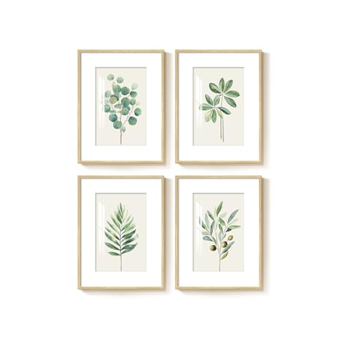 Framed Minimalist Sage Green Botanical Bedroom Wall art, 4 Piece 12x16 In by Cuspin - Used condition - Image 8