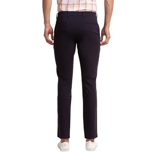 Image of Parx Men's Cotton Blend Solid Pattern Low Rise Tapered Fit Flat Front Casual Trouser