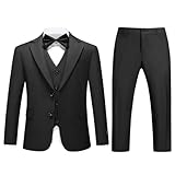 Boys Suits Solid Slim Fit Tuxedo Black 3 Piece Set Size 14 for Kids Wedding Prom Ring Bearer Outfit