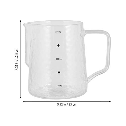 Copo de vidro para espumar café com alça de medição grossa HEMOTON para fazer sobremesas latte e caf