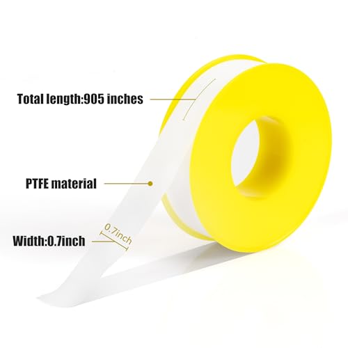 Image of U.S. Solid 10 Rolls 0.7 Inch(W) X 905 Inches(L) Teflon Tape, Plumbers Tape, PTFE Tape, Sealing Tape, Water Pipe Sealing Tape, Duct Tape, Yellow Shell