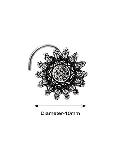 abhooshan Silver Alloy Nose Pin Studs for Women and Girls Stylish and Latest Gift for Wife Friend Mother Sister