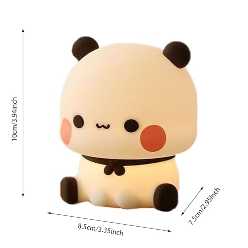 Cute Panda Lamp, Cute Bear Night Light, Novelty Animal Touch Light Lamp, 3 Modes Dimmable Bu-bu Du-du LED Squishy Night Light Decor for Baby Nursery, Toddler Boy, Room Decor (White)