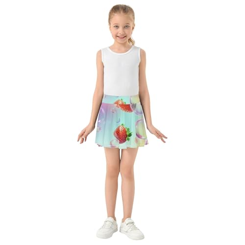 Strawberry Sparkling Bubbles Toddler Tennis Skirts Rainbow Athletic Shorts for Girls Skorts Butterfly 4t3