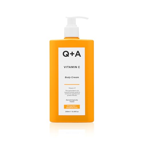 Crema corpo alla vitamina C Q+A: idrata e schiarisce la pelle, uniforma il tono e stimola il collagene, 250 ml.
