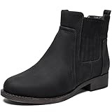Ataiwee Women's Ankle Boots, Classic Side Zip Comfortable Thick Block Heel Boots.(2404003,BK/PU,10)