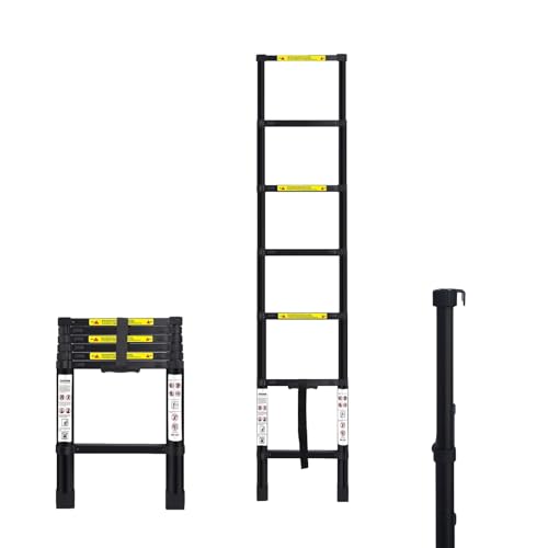 SROODTUO Telescoping RV Bunk Ladder 85-Inches (7 ft) - Heavy Duty Lightweight Premium Aluminum Adjustable Portable Extension Ladder for Bunk Bed RV Camper Travel Trailer Loft Dorm and Home (TLL85BK)