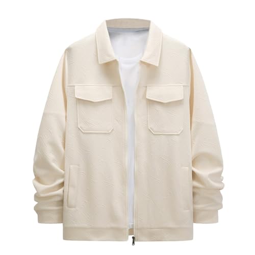 Mens Jacket Fall Winter Lapel Warm Retro Zip Up Long Sleeve Coat - image 3