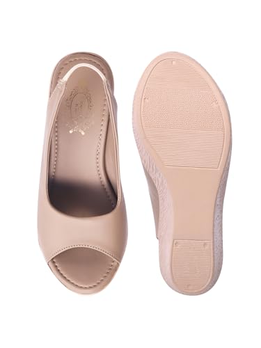 Image of Shoetopia Women's Slingback Wedge Heels | Stylish Comfortable Platform Sandals for Casual & Party Footwear