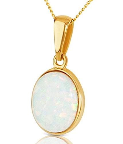 AKSHITA GEMS Colgante chapado en oro de ópalo AA natural de 6,25 ratti de 5,00 quilates con certificado de piedra de ópalo australiano natural certificado para hombres y mujeres por Lab Certified,