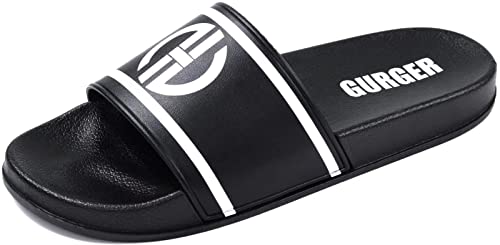 GURGER Claquettes Femme Chaussures de Piscine Ete Douche Pantoufles Claquettes de Plage Noir Taille 42 43 Cover