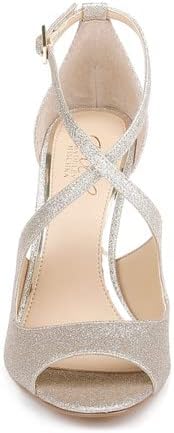 Jewel Badgley Mischka Jonna Glitter Peep Toe Pumps Silver | Image 4