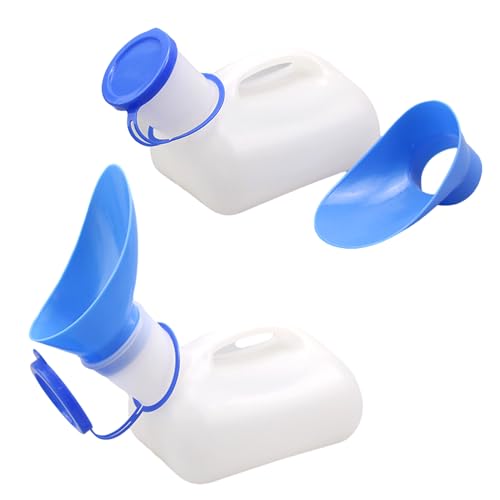 Orssmigs 2 Piezas Orinal Adulto Urinario Portatil Mujer 1000 ML Urinario Unisex Botella de Orina Portatil, Urinario Portatil Hombre Urinario Viaje Urinario de Emergencia con Asa