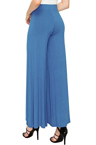 Made By Johnny Women's Solid Casual Comfy Stretchy Wide Leg Palazzo Lounge Pants