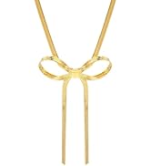 VIEN Bow Necklace for Women Dainty Ribbon Pendant With Snake Chain Gold-plated Plated Stainless S...