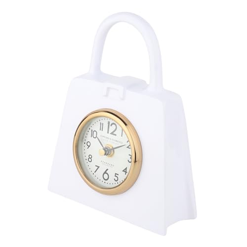 Image of Decor de Maison Brings Handcrafted Bag of Time Table Clock for KidsRoom, Living Room, Bedroom, Study Table|Classic Non-Ticking Tabletop Battery Operated Analog Desk Clock in White (19x5x19cm)