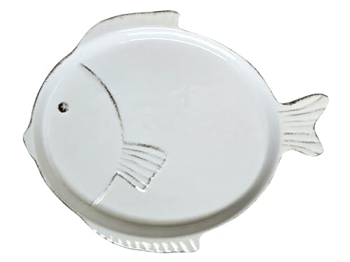 White Fish Shaped Melamine Serving Platter, 11.5 inches by 9.5 inches by .75 inches. White Fish Shaped Melamine Serving Platter, 11.5 inches by 9.5 inches by .75 inches.