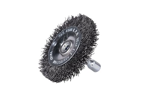 Image of Century Drill & Tool 76411 2 inch Durable Coarse Crimped Radial Wire Brush, 1 /4 inch Drill Shank, 4,500 RPM - Ideal for Rust /Paint Removal, Deburring, & More