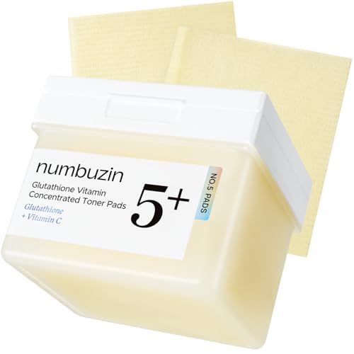 numbuzin No.5 Vitamin-Niacinamide Concentrated Pad, Daily Double-Sided Facial Pads with Glutathione, PHA & LHA for a Fresh, Radiant-Looking Skin Finish 180 ml (70 Pads)