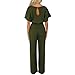 Kubbon Jumpsuits for Women Dressy Short Sleeve Belt High Waist Rompers Wide Leg Long Pant Romper Business One Piece Outfits Army Green