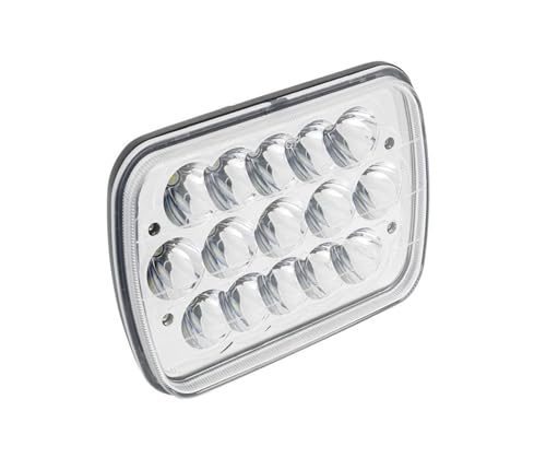 Phare LED 7x6 avec halo ambré et blanc pour éclairage puissant de SUV et camion