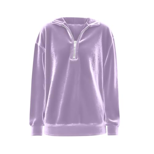 Wkishenl Girls Sweatshirts Half Zip Long Sleeve Velvet Tops Cute Trendy Oversized Pullover Shirts Fall Winter Preppy Clothes3