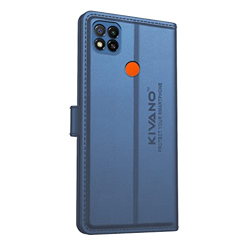 Image of KIVANO Xiaomi Redmi 9 Professional Series Wallet Case | Luxurious Design | Premium | PU Leather Flip Case Back Cover - Dark Blue