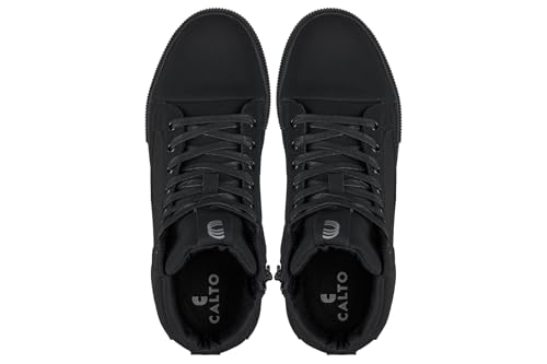 CALTO Men's Invisible Height Increasing Elevator Shoes - Zip-up Cap Toe High Top Sneaker Boots - 2.4 Inches Taller4