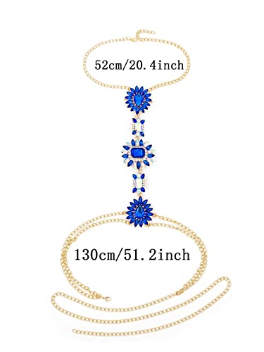 ELABEST Boho Rhinestone Statement Chest Chain Crystal Necklace Body Chain Summer Beach Body Jewelry Accessories for Women and Girls