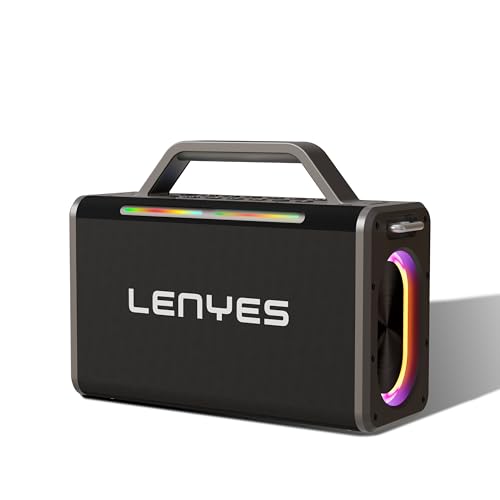 Image of Lenyes S835 200W Portable Karaoke Speaker, 2 Wireless Rechargeable UHF Mics, 20000mAh Battery, 10Hr Playtime, Type-C Fast Charging, TWS, Guitar AUX Input, Remote Control, EQ Modes (Black)