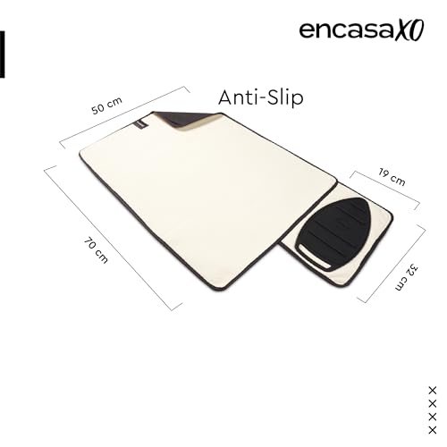 Image of Encasa XO Ironing Mat /Pad (Small 70x50 cm) with Padding, Anti-Slip, Silicone Iron Rest for Steam Press on Tabletop or Bed - Heat Resistant, Portable Travel Friendly - Natural
