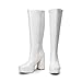 DREAM PAIRS Women's Platform Knee High Boots Chunky Block Heel Side Zipper Cute Gogo Boots,Size 8,WHITE-PAT,SDKB2418W