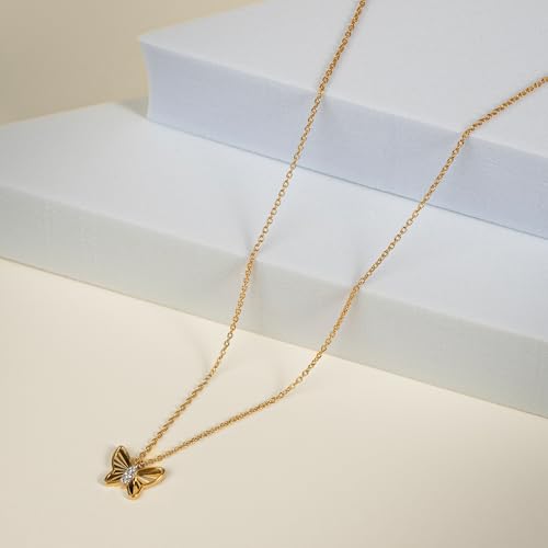 Amazon Essentials 14K Gold Plated Diamond Cut Butterfly Shape Pendant Necklace for Women with 18 Inch Chain3
