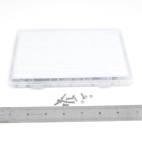 HVAZI Metric M1 M1.2 M1.4 M1.6 M2 M2.5 304 Stainless Steel Phillips Pan Head Tiny Machine Screws Nuts Assortment Kit
