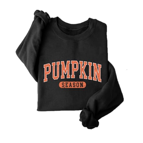 Pumpkin Season Halloween Sweatshirt for Women Fleece Pullover Vintage Graphic Long Sleeve Shirts Casual Crewneck Tops